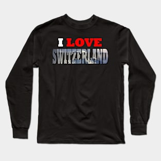 I Love Switzerland Snow Capped Mountain Long Sleeve T-Shirt